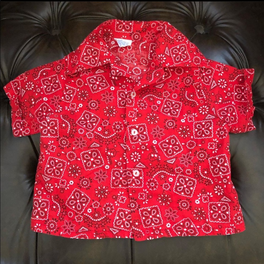 COPY - Red bandana baby button up